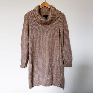 WHBM | beige mock neck wool sweater dress medium